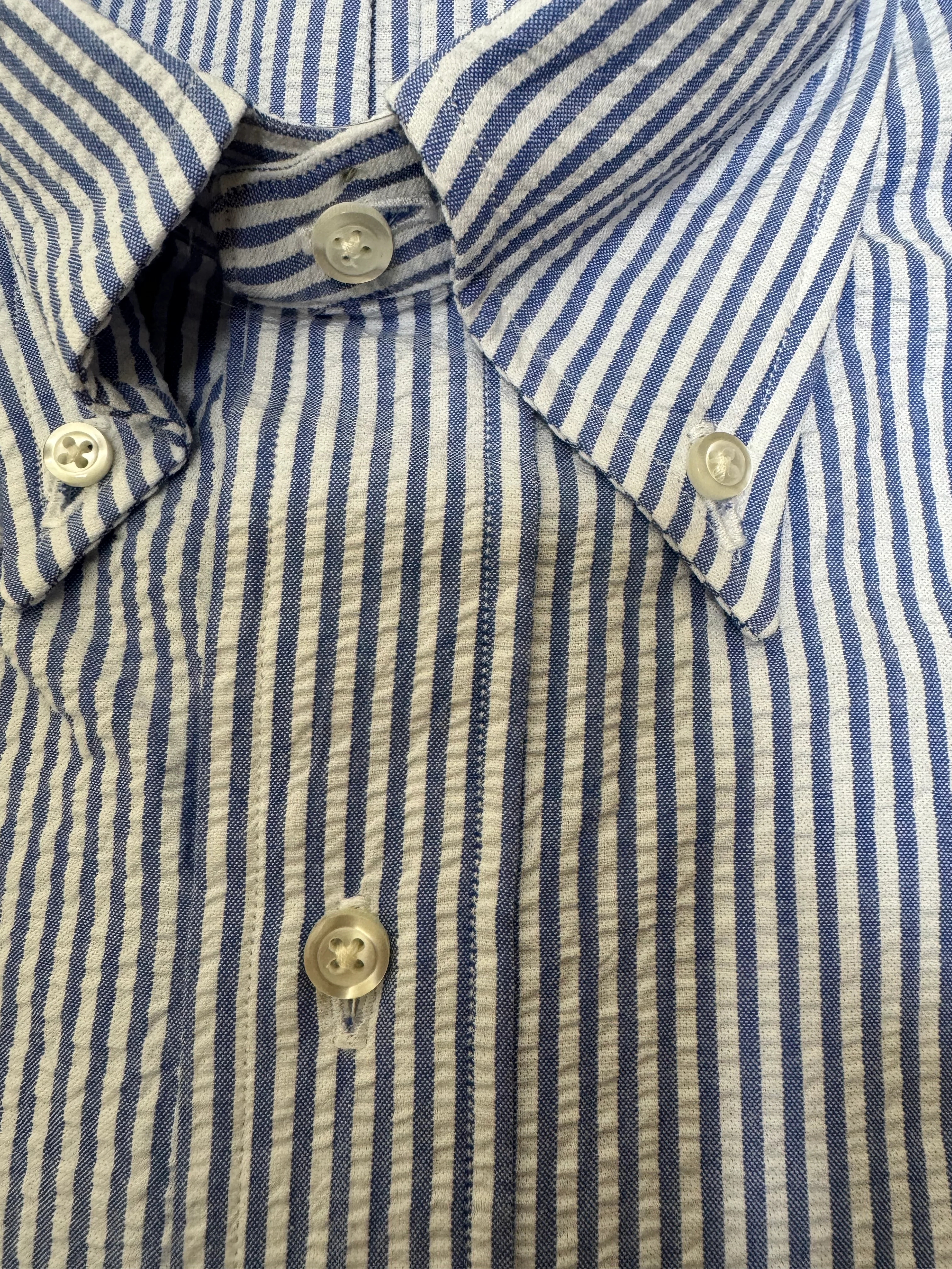 Buzzard's Bay Blue & White Cotton Seersucker Stripe - Image 2