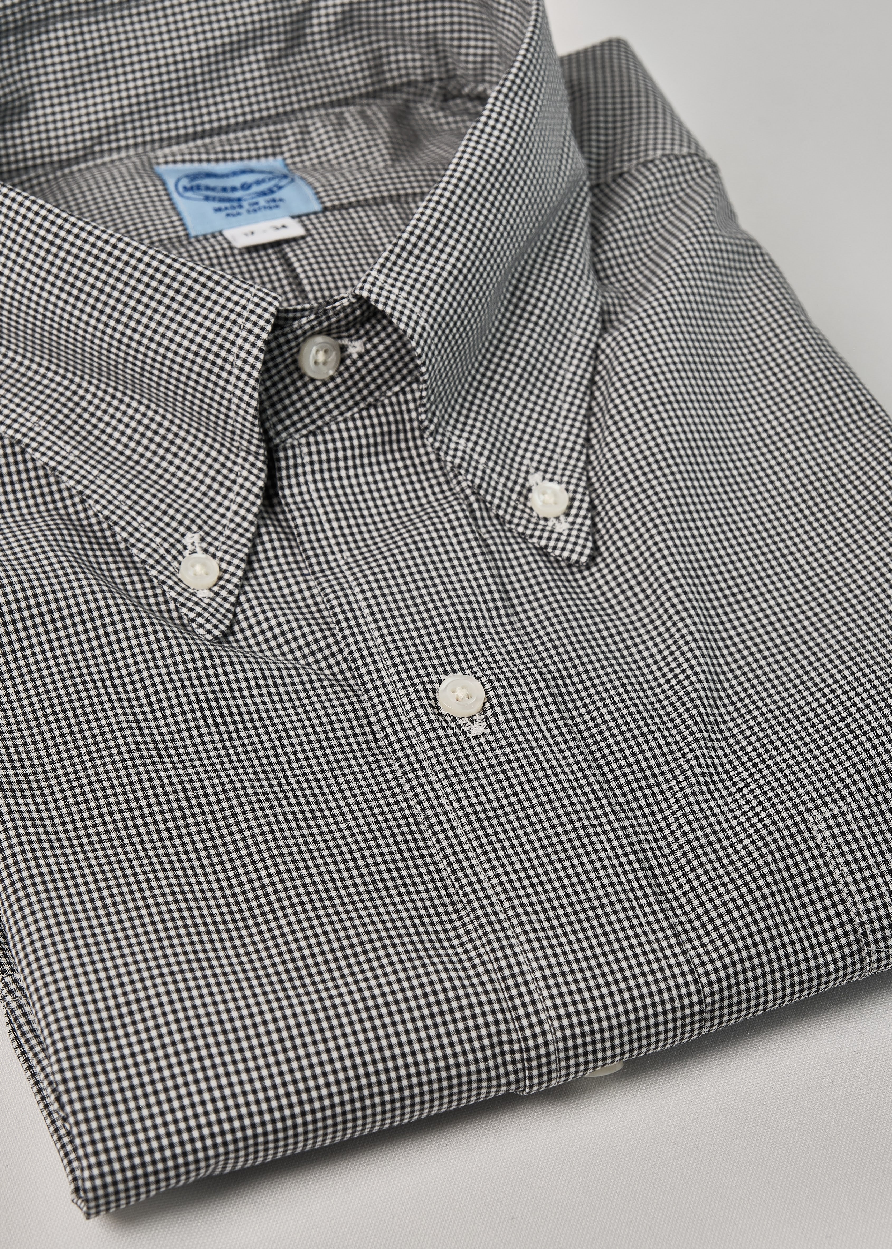 Carbon Black English Small Check Pima Cotton Broadcloth - Image 3