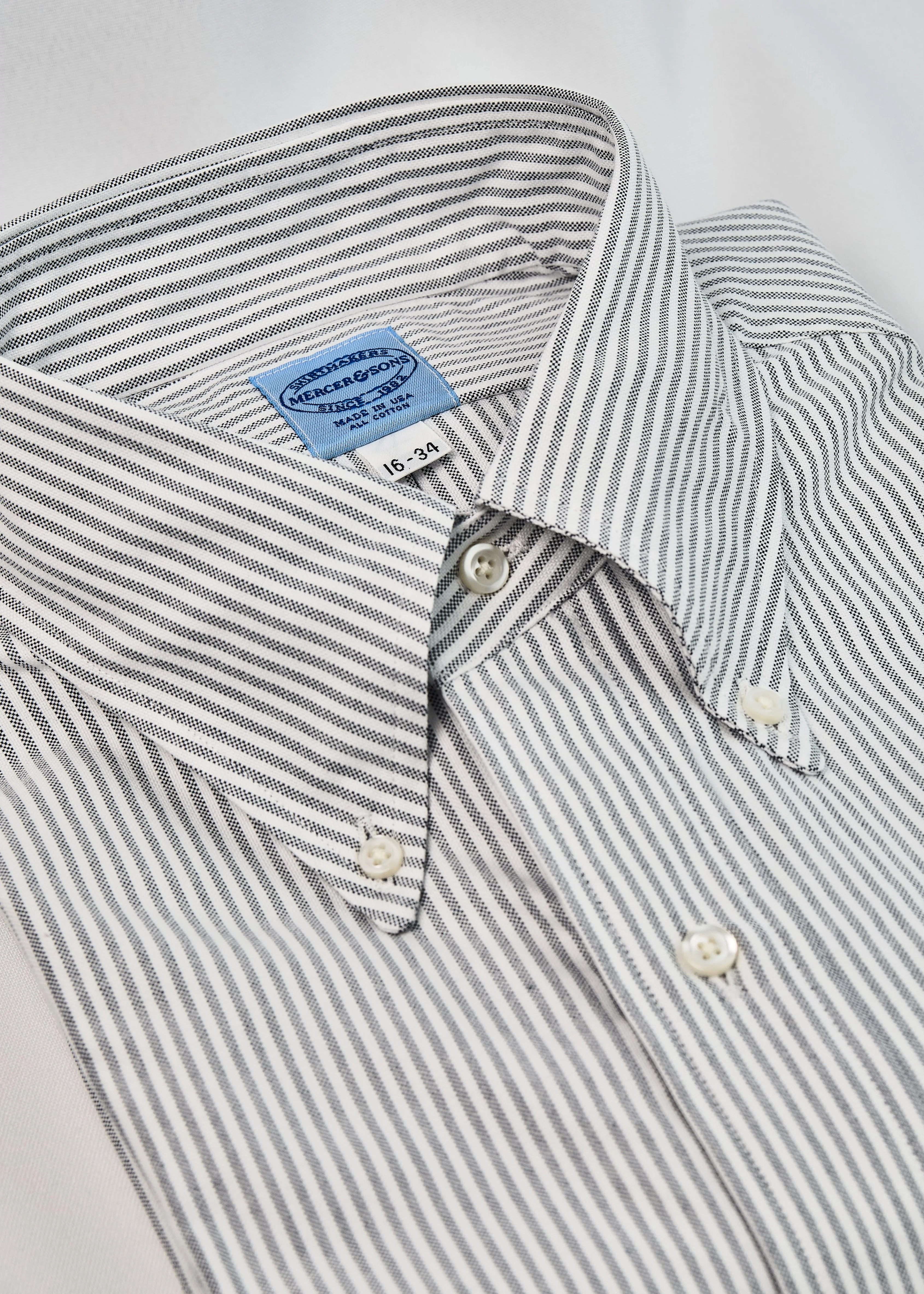 Charcoal & White University Stripe Two-Ply 100% Pima Cotton Oxford - Image 2