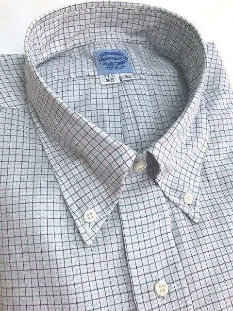 Classic Navy/Green/White Tattersall Broadcloth #996 - Image 2