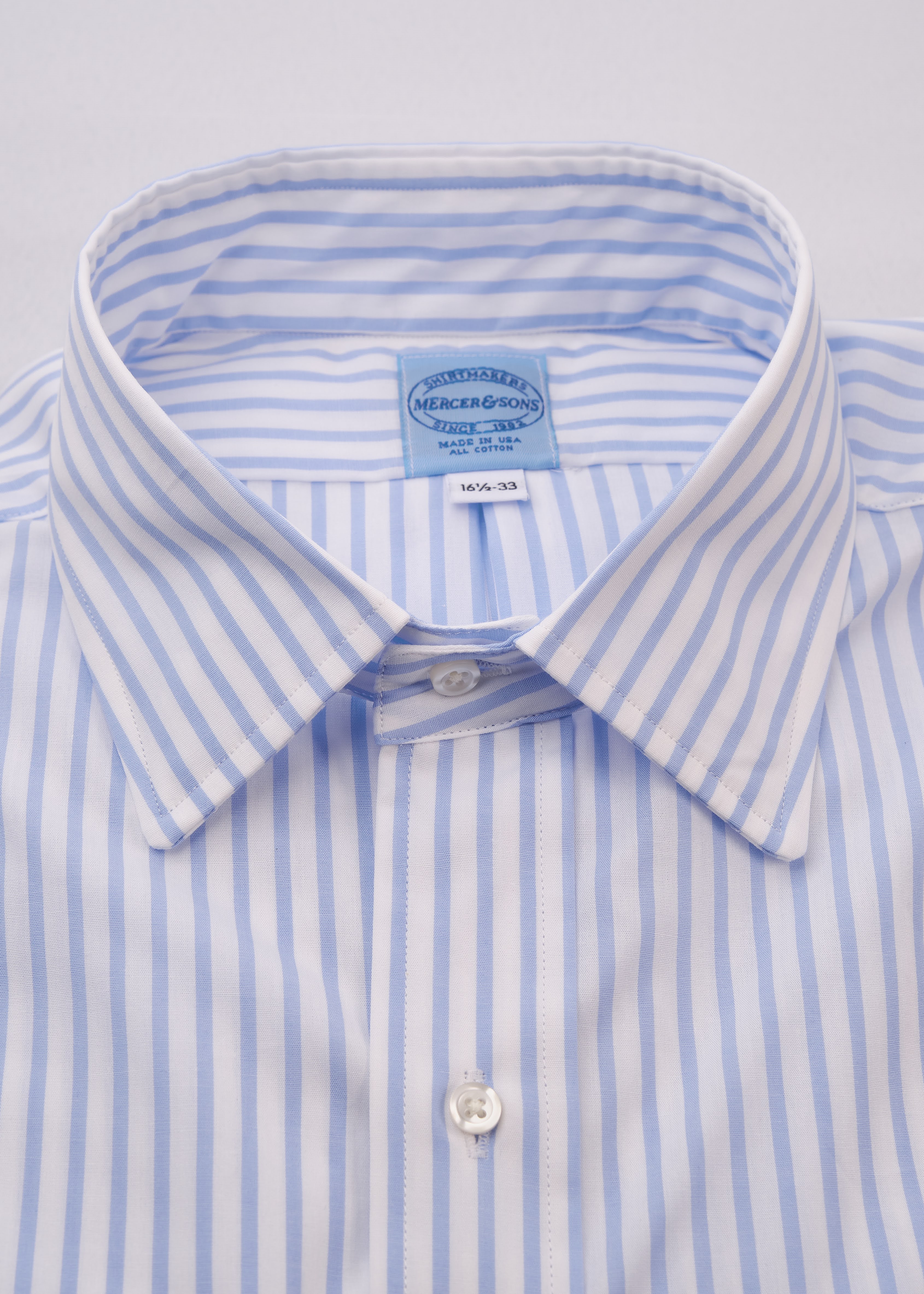 Surfside Blue 1/8" Bengal Stripe Broadcloth - Image 2