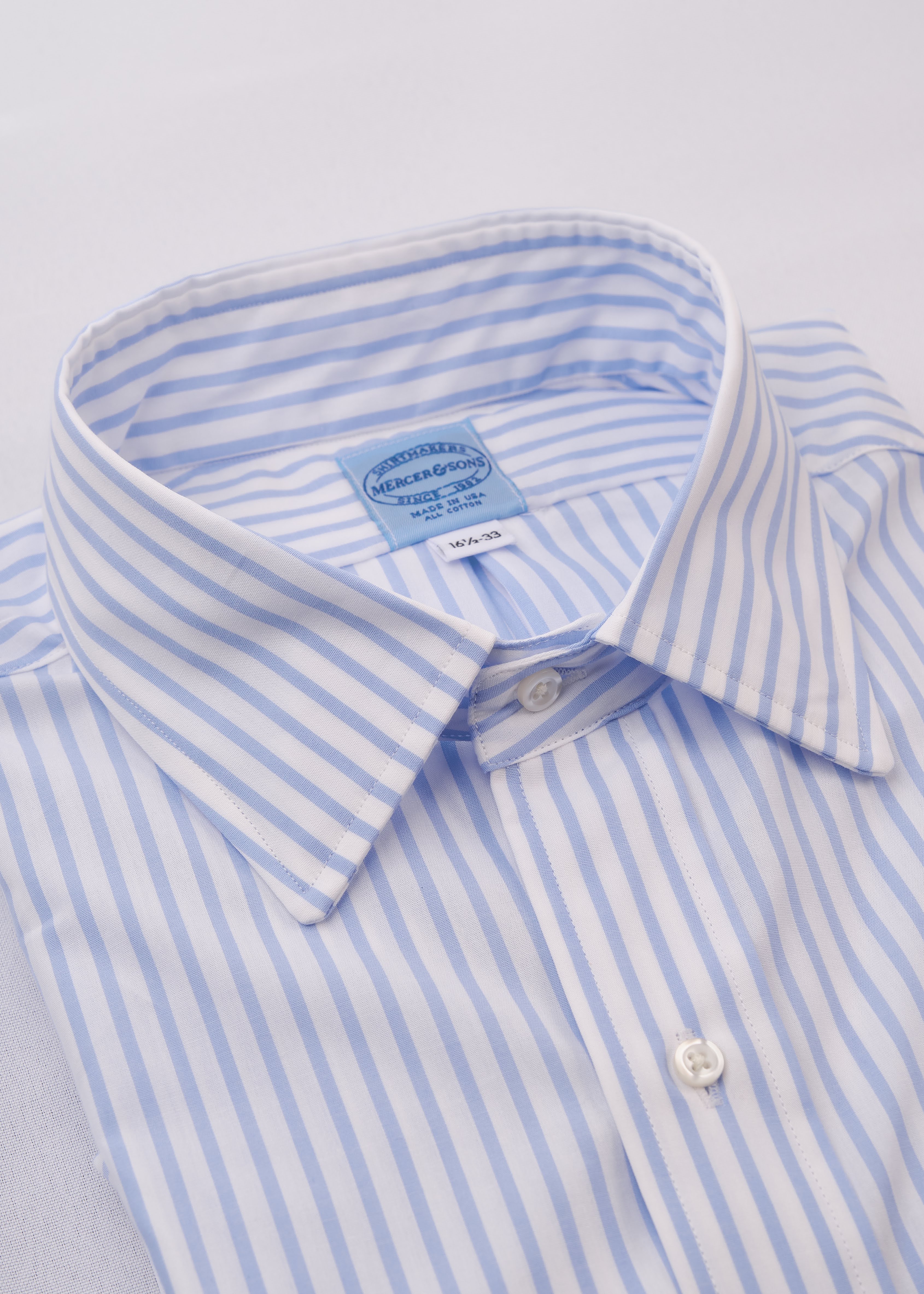 Surfside Blue 1/8" Bengal Stripe Broadcloth - Image 3
