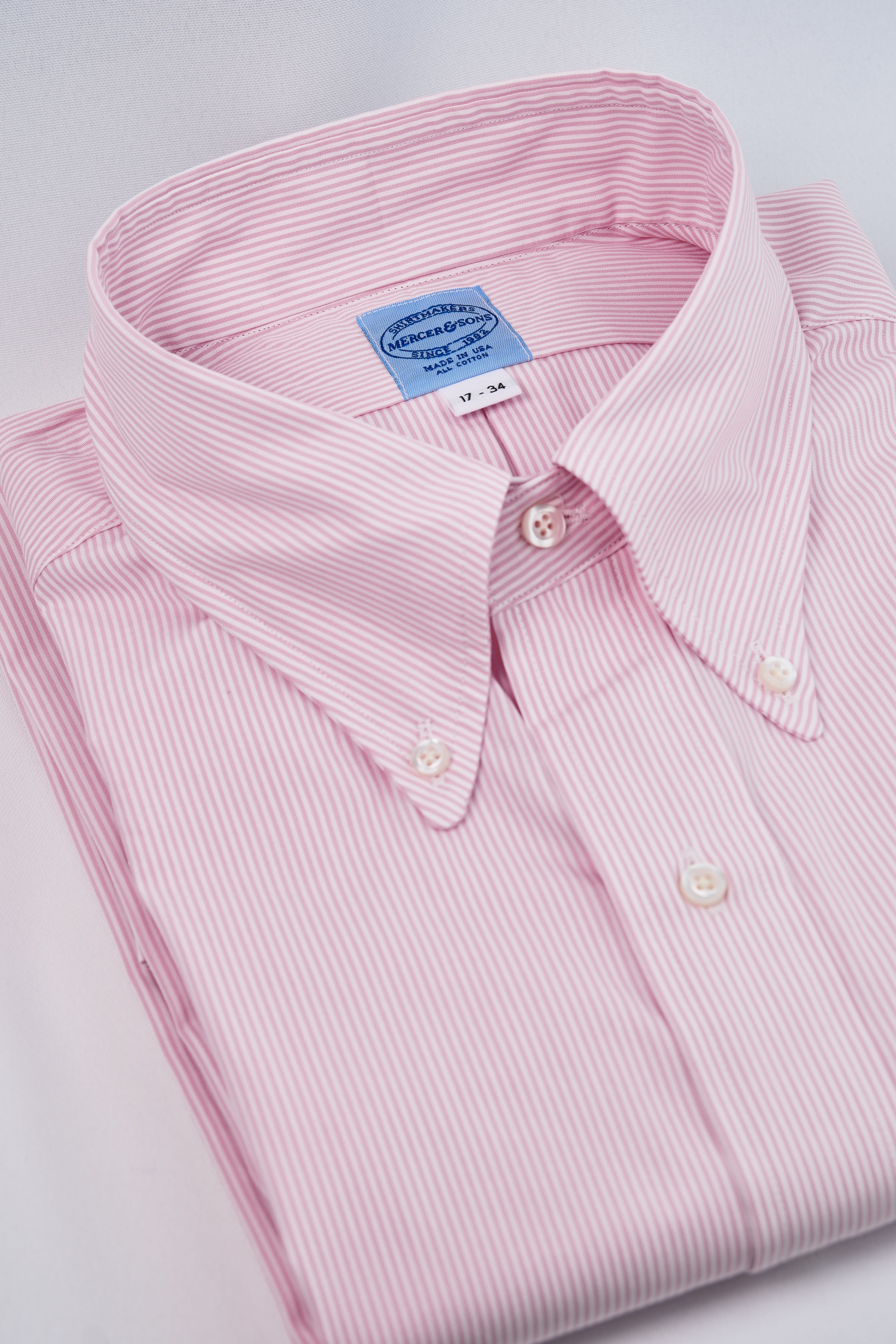 Pink & White Bankers 1/16" Cotton Broadcloth Stripe - Image 2