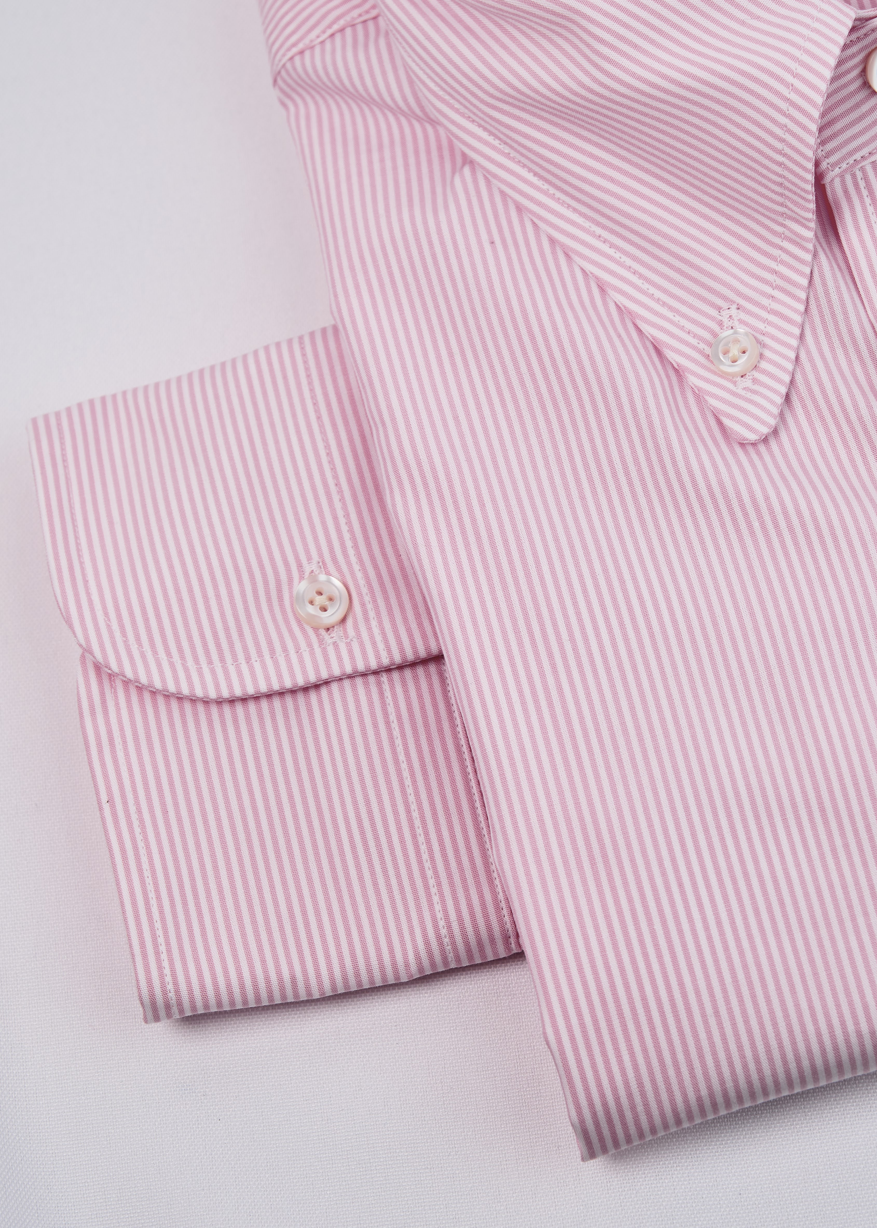 Pink & White Bankers 1/16" Cotton Broadcloth Stripe - Image 3