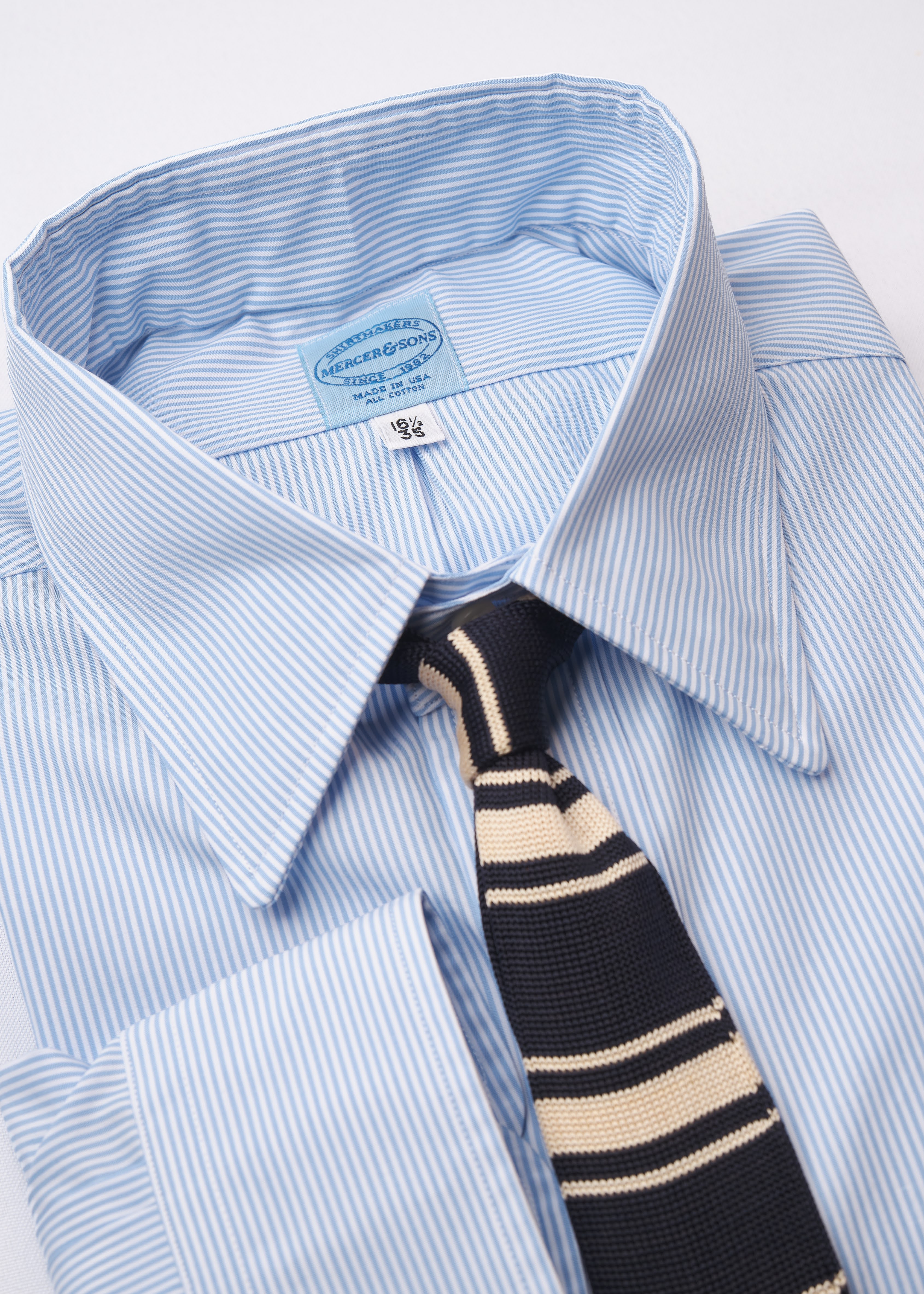 Skye Blue Bankers 1/16" Broadcloth Stripe - Image 3