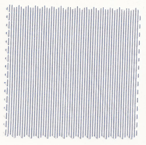 Vintage Blue Pima Cotton Pencil Stripe Broadcloth #300 with Tennis Straight Collar - Image 3